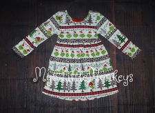 NEW Boutique Grinch Girls Long Sleeve Dress Christmas