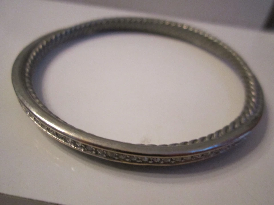 WOVEN SILVER PLATED CUFF BRACELET WITH CRYSTALS -  SC-10 - Image 3 of 3