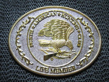 NORTH AMERICAN HUNTING CLUB LIFE MEMBER BELT BUCKLE VINTAGE RARE 1980s 