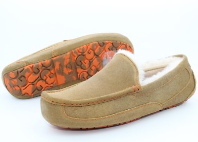 UGG MENS ASCOT CHESTNUT MARBLE BOTTOM SUEDE SLIPPER SHOE SIZE 9 US RARE COLOR