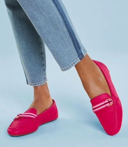 Talbots Jessie Bright Rose Pink Leather Driving Moccasins