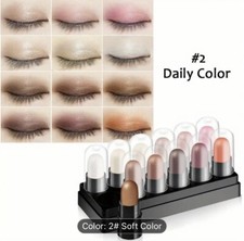 12 Colors Eyeshadow Stick Set, Waterproof, Long Lasting Highlighter Eye Makeup