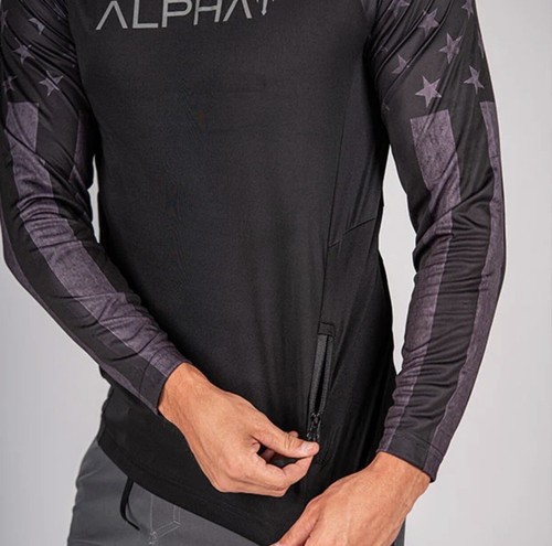 DriFit Blackout American Flag By SA Co./ Alpha USA Large Long Sleeve T Shirt - Picture 4 of 9