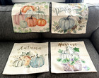 Fall Pumpkins Autumn Thanksgiving Set of 4 Pillow Covers Farmhouse 18 x 18 NEW