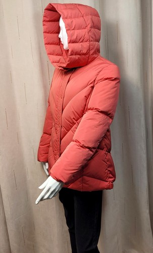 JAEGER Hooded DOWN & FEATHER Padded PUFFER JACKET ~ Size 10 ~ CORAL (rrp £199) - Picture 4 of 13