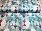 Meterware, ab 0,5 m: Baumwolldruck Geo Trian, mint-grau, 140 cm br (€ 10,00/qm)