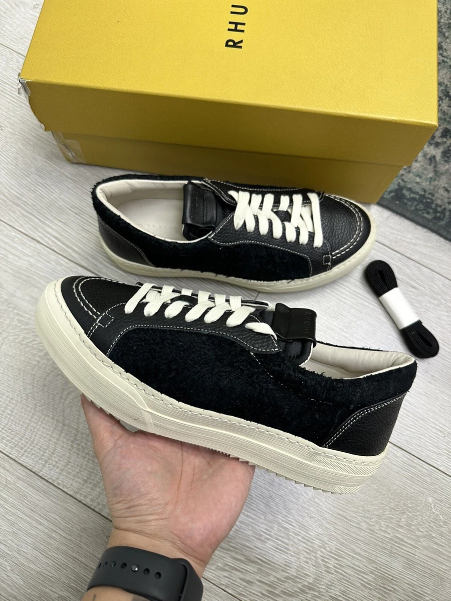 RHUDE V1 Low Top Sneaker Suede Black Size UK6 EU40 Vintage Platform