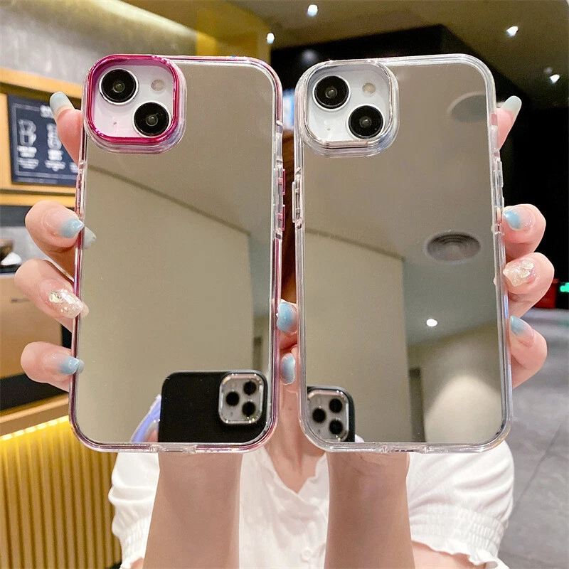Electroplated Mirror Makeup Case Shockproof Cover for iPhone 15 14 13 12 11