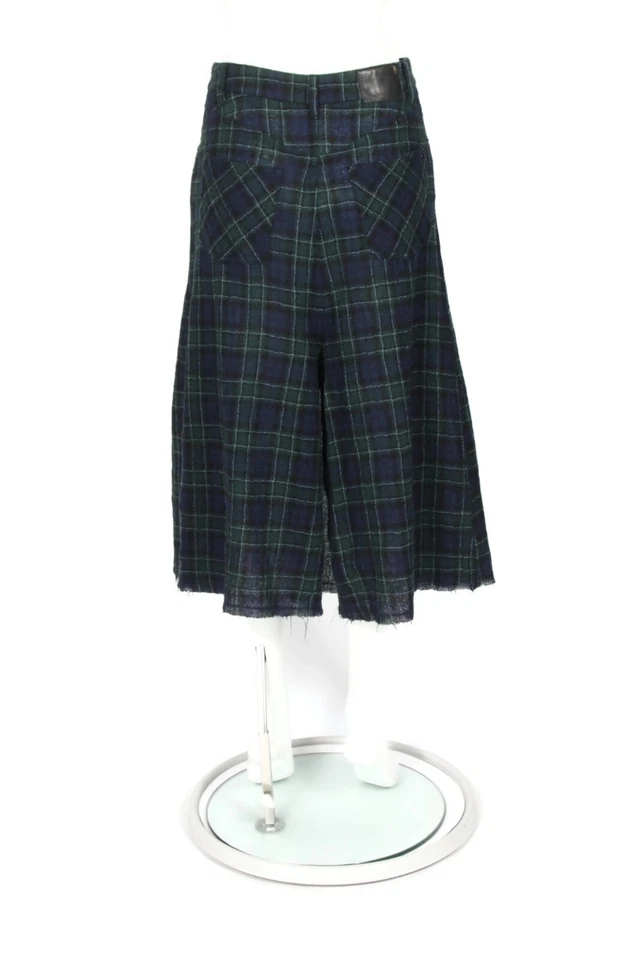R13 Plaid Blue Green Skort Pants Avant Garde Wrap Japanese Fabric Skirt sz M 834 - Image 4 of 4