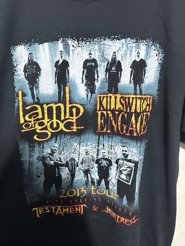 NWOT LAMB OF GOD KILLSWITCH ENGAGE TESTAMENT HUNTRESS 2013 TOUR T SHIRT BLACK - Picture 2 of 3
