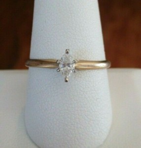 14K Yellow Gold 1/4 CTW Diamond Engagement Ring Size 10.75 R13