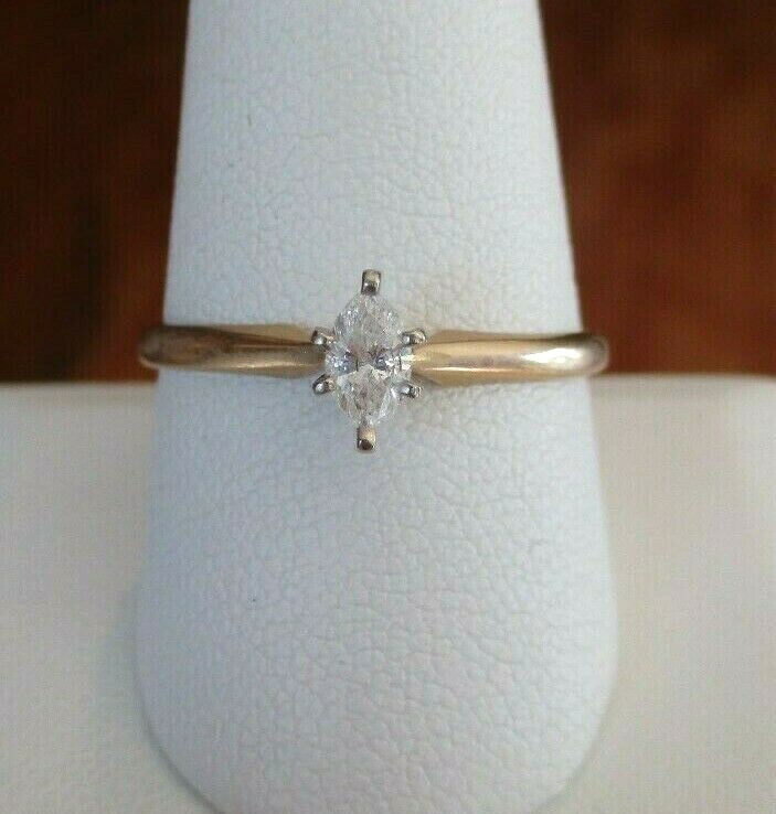 14K Yellow Gold 1/4 CTW Diamond Engagement Ring Size 10.75 R13