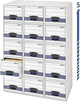 6 Pack STOR/DRAWER STEEL plus Extra Space Saving Filing Cabinet, Stacks 5 High,
