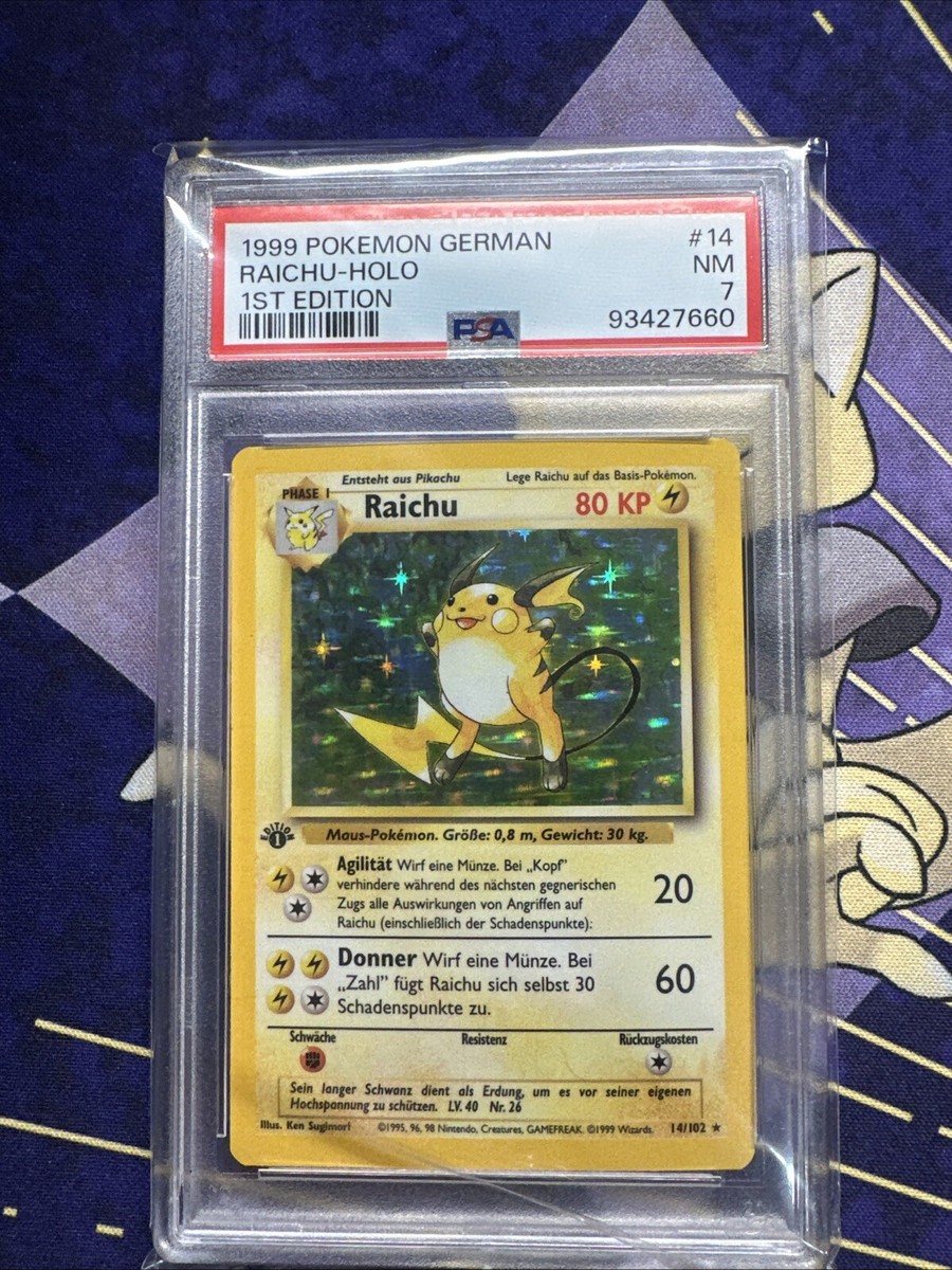 Pokémon TCG Raichu 14/102 Holo 1st Edition Holo Rare PSA 7 NM