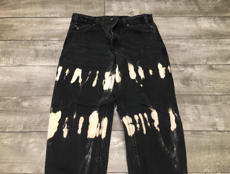 Jeans De Colección Levis 550 Naranja Etiqueta Talla 33 X 32 Denim Ácido Blanqueador Grunge Punk Para Hombres Foto 3 de 4