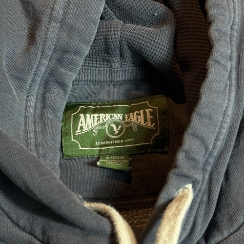 *read* Adult XL American Eagle Plain / Blank Blue Pullover Hoodie Sweatshirt - Picture 6 of 6
