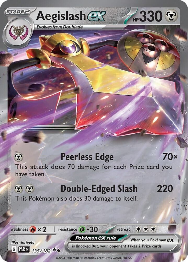 Pokémon Near Mint Scarlet & Violet Paradox Rift Aegislash ex 135/182 English