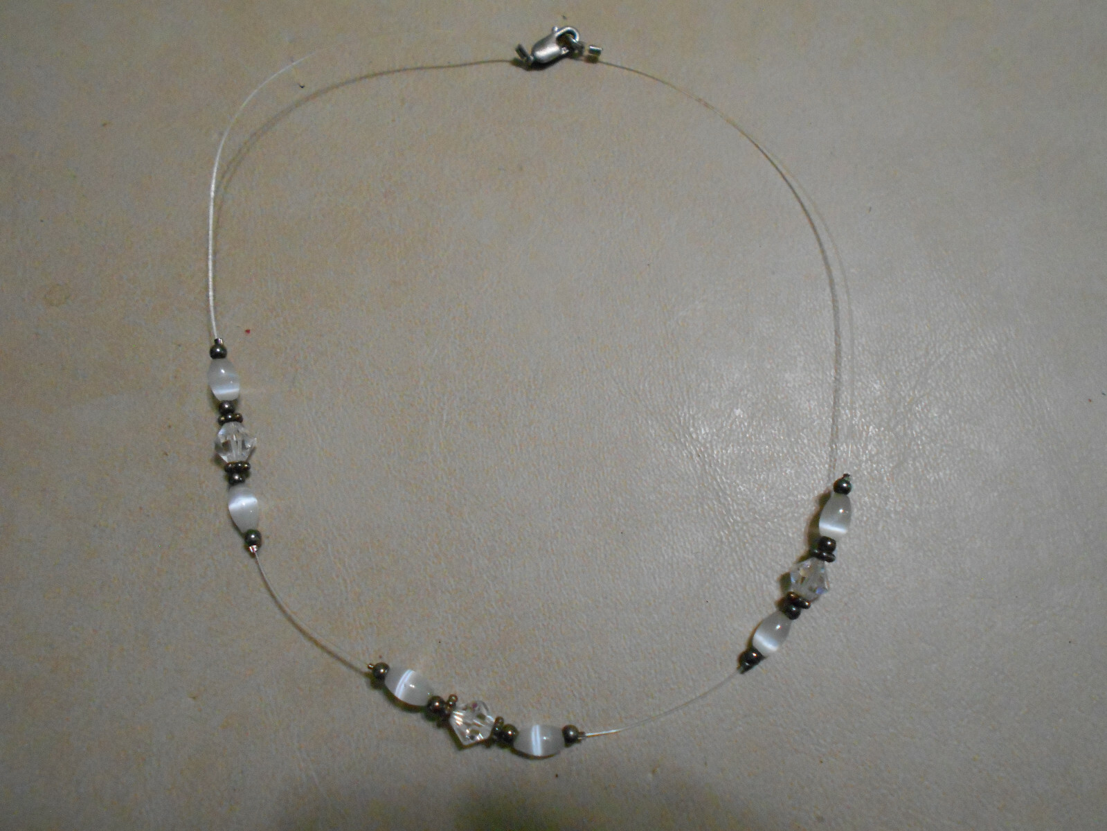 Sterling Silver String Necklace with Selenite or … - image 2