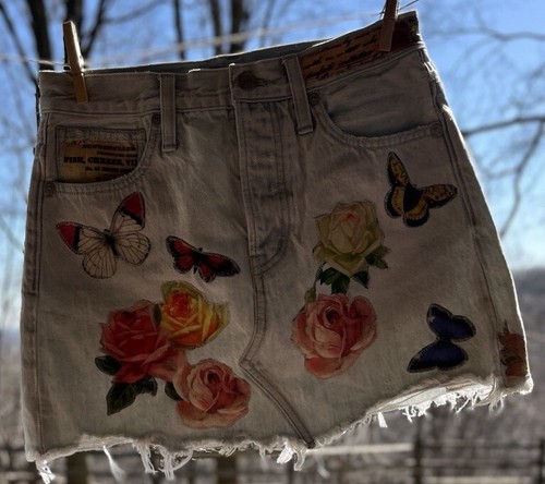 Wearable Art Denim Jean Mini Skirt / size4 / Lauren Conrad - Picture 3 of 9