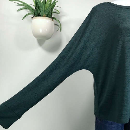 M Magaschoni Dolman Sleeve Thin Knit Sweater Top Green Bateau Pullover Size L - Picture 4 of 9