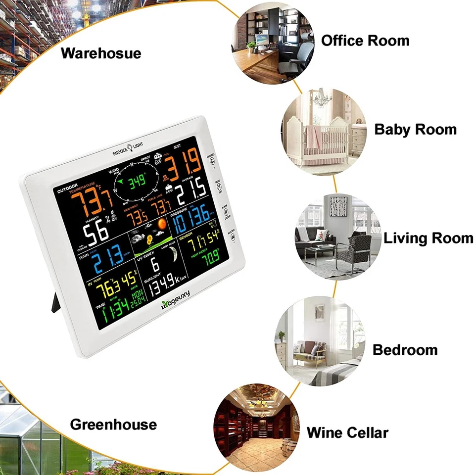 Home Wi-Fi Smart Weather Station Big 10" Color LCD and Outdoor Wireless Sensors - Image 4 of 4