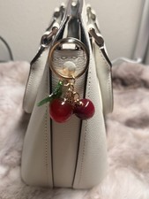 Cherry Bag Charm With Green Leaf Brand New Comes With Gift Pouch