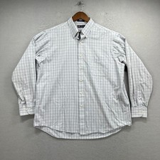 CHAPS Shirt Men 17 34/35 Gray Plaid Classic Fit Oxford Business Work Preppy