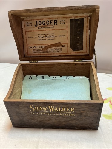 SHAW WALKER OAK FILE RECIPE LIBRARY CATALOG CABINET INDEX CARD BOX CIRCA 1910