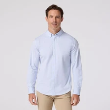 Mizzen+Main Ellis Oxford No Tuck Large Trim Fit Dress Shirt Sky Blue Solid