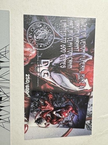 Web of Venom Funeral Pyre #1 Clayton Crain LTD 600 Virgin Variant Marvel w/COA - Picture 5 of 5
