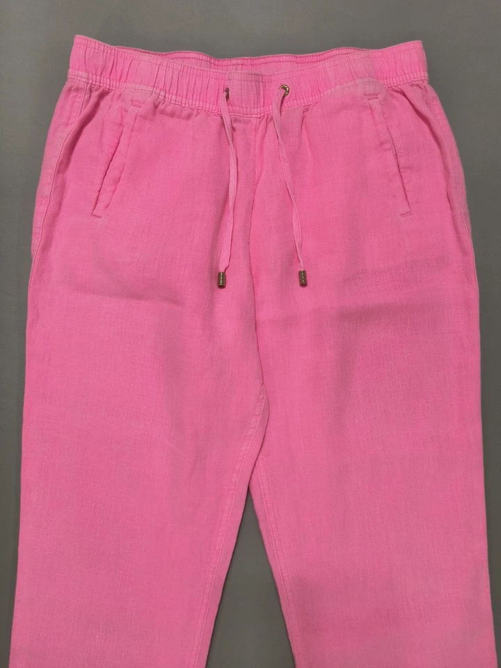 Pantalón Lily Pulitzer Taron Beach Lino Talla Mediana Largo Neón Coral Usado en Excelente Condición Super Bonito Foto 4 de 4