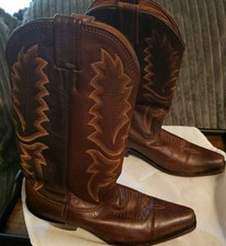 Larry Mahan Brown Leather Western Cowboy Boots Women US 6B Made In USA