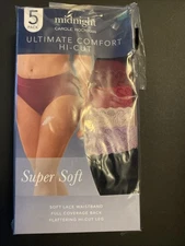 NEW CAROLE HOCHMAN MIDNIGHT LADIES COMFORT 5 PACK HI CUT MULTICOLORED SZ M #258C