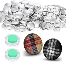 100 Sets Button Covers, Cover Button Kit DIY Fabric Covered Buttons with Tools S