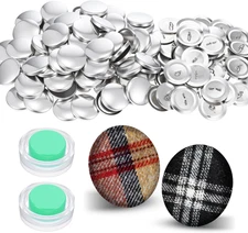 100 Sets Button Covers, Cover Button Kit DIY Fabric Covered Buttons with Tools S