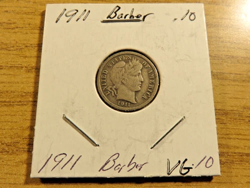1911-P US Barber Silver Dime VG
