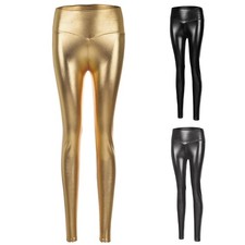 Trendy Faux Leather Pants Glossy Trousers Cropped Pants For Fashion Enthusiasts