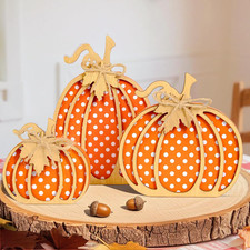 Fall Pumpkin Decor, Thanksgiving Fall Decorations for Home, Wooden Pumpkin Autum