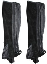 L Horse English Riding ADULT HALF CHAPS Suede Leather Equestrian 924F02