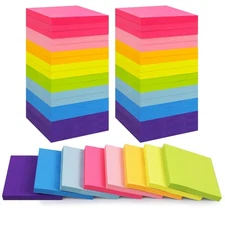 HappyHapi 36-Pads Sticky Notes 3X3 in, 80 Sheets/Pad, 8 Bright Color Self-Sti...
