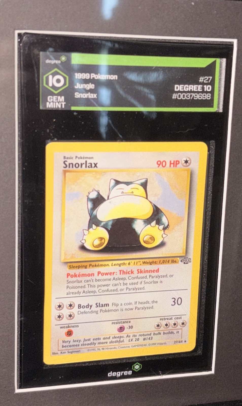 1999 Snorlax Jungle Holo CGC 10 GEM MINT WOTC Pokemon Card 11/64 Rare #11