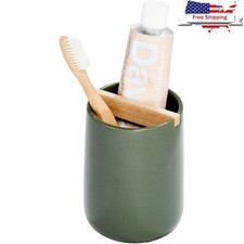 Ceramic Toothbrush Holder Divided Design Non-Slip Base Bathroom Countertop New