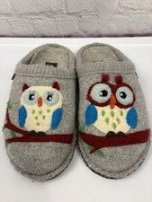 Haflinger Olivia Gray Pure Wool Owl Slippers Women  s sz 36