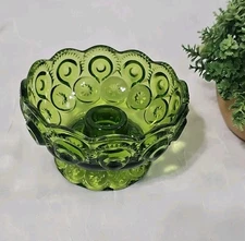 Vintage L.E Smith Moon and Stars Green Footed Candle Holder *READ 