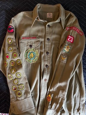 1930-1940 Rover Boy Scout Shirt 14 Merit Badges SPL Scribe Chicago Troop 23