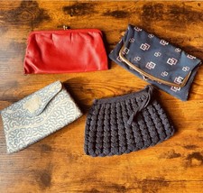 Vtg Lot Of 4 Beaded Clutch/wristlet Handbags/Purses Leather, Beads, Corde Etc.
