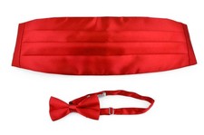 Bowties Men and Cummerbund, Tuxedo Suit, Dinner and Black Jacket Event, Red T...