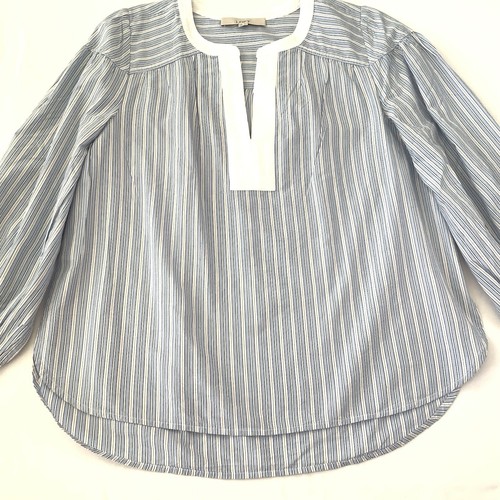 Ann Taylor LOFT Top Medium Pullover Blouse Striped Split Neck Style #757901 - Picture 6 of 17
