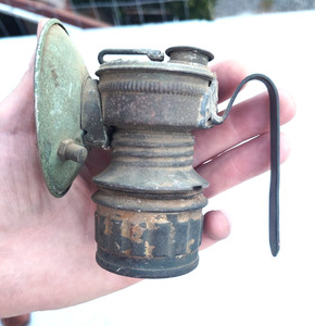 Universal Lamp Co. Brass Carbide Miner's Lamp Springfield IL Antique Mining