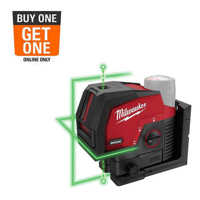 M12 12-Volt Lithium-Ion Cordless Green 125 Ft. Cross Line and Plumb Points Laser